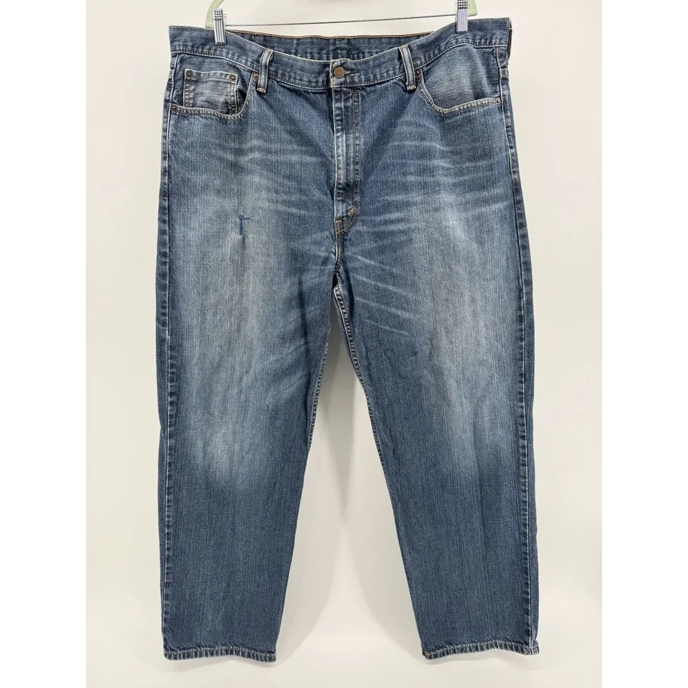 Levi's Size 44x30 Blue Denim Jeans Regular Fit Straight Leg Red Tab